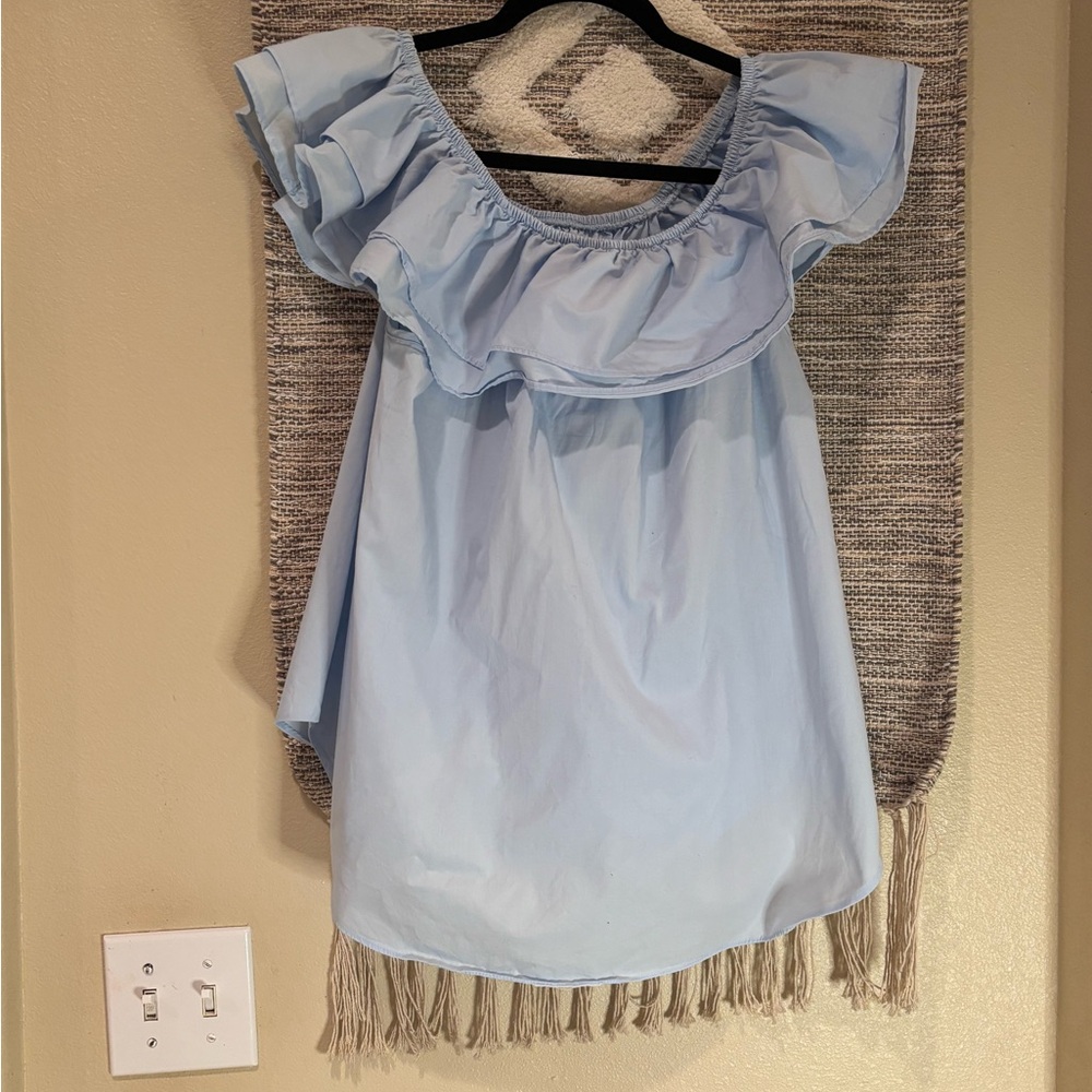 Haute Project Light Blue Gathered Top